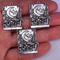 5pcs 21mm*25mm new Rectangle star moon mushroom forest pendant charm jewelry fantasy elves fairy charms woodland for women DIY
