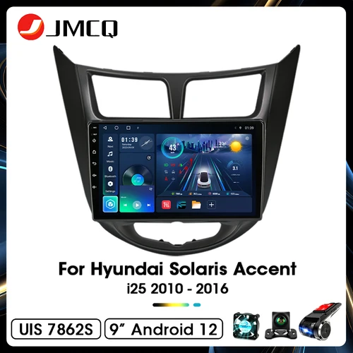 Imagen 1 del producto JMCQ-Radio Multimedia con GPS para coche, reproductor de vídeo con Android 12, 2DIN, Carplay, estéreo, Solaris para Hyundai Accent i25 2010 - 2016