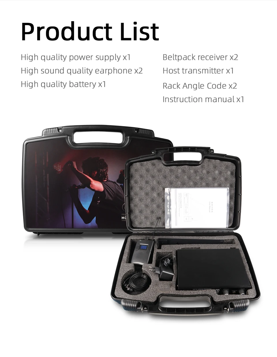 Paulkitson G6000 PRO Drahtloses In-Ear-Monitoring-System IEM Drahtloses Bühnenmonitoring UHF Stereo Zero-Delay Metallgehäuse für Sänger – Detail 13