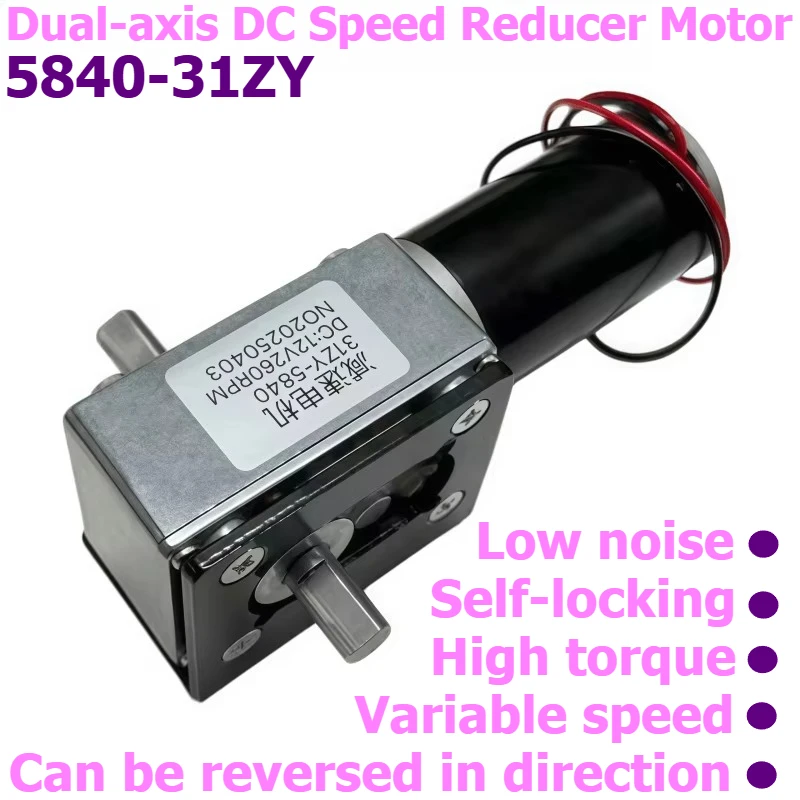 5840-31ZY Turbine Worm DC Speed Reduction Motor 12V 24 with Speed Controller, Bracket, Dual-axis Motor