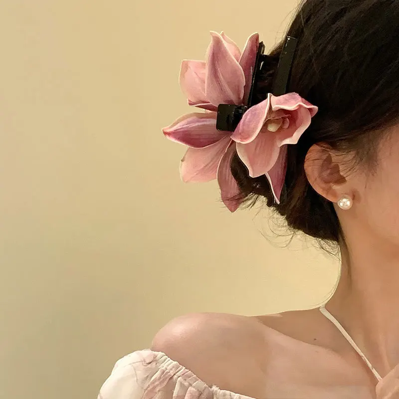 Orchideenblumen Haarspange für Frauen, böhmische Haarnadel, Brautspange, Strand, Hochzeit, Blumenfee, süße Haarspange, Haarschmuck