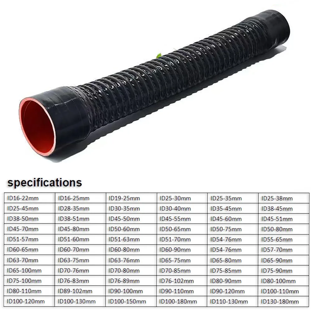 Black universal 16~110mm steel wire corrugated silicone radiator pipe intake high-pressure high temperature rubber joint