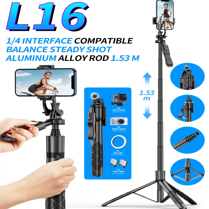 FGCLSY L16 Wireless Selfie Stick Tripod Stand Foldable Monopod For Gopro Action Cameras Smartphones Balance Steady Shooting Live