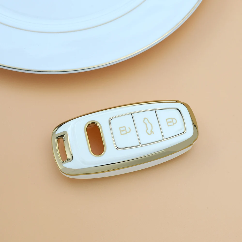 TPU Car Smart Key Case Cover for Audi A3 A4 B9 A6 C8 A7 S7 4K A8 D5 S8 Q7 Q8 SQ8 E-tron Protected Keychain Fob Accessories