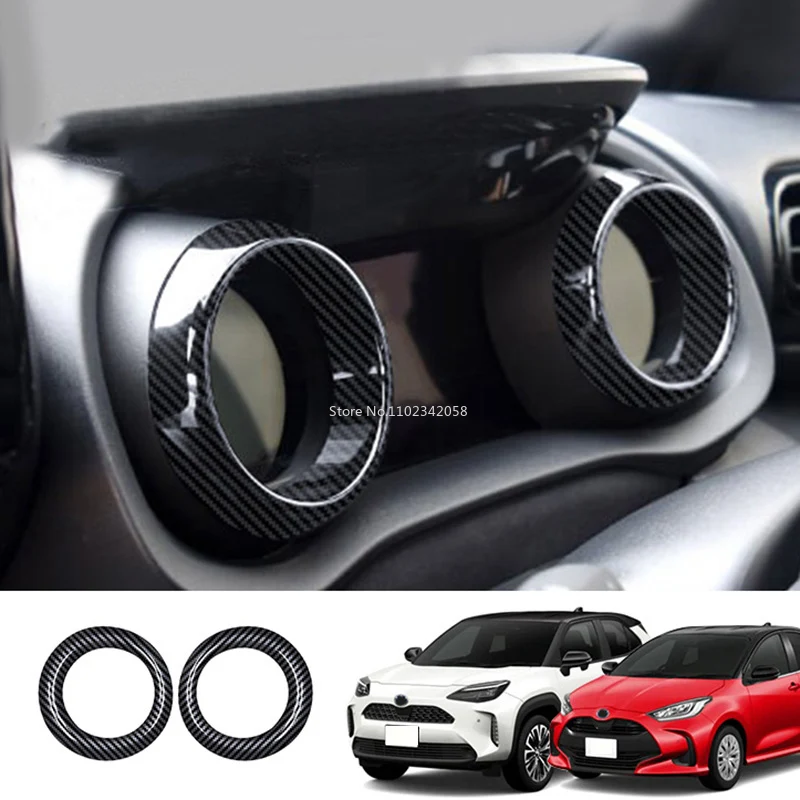 For Toyota Yaris /yaris cross 2020 2021 ABS CarbonFiber Car front Dashboard Instrument Meter circle Cover Decoration Accessories