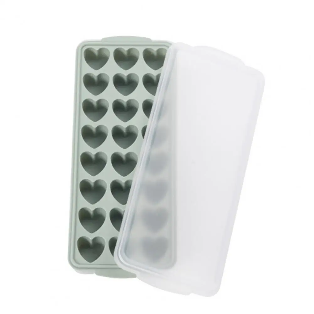 Heart-shaped Ice Cube Mold Ice Lattice Tray Heart-shaped Silicone Ice Cube Tray with Lid Stackable Mold for Easy for Drinks