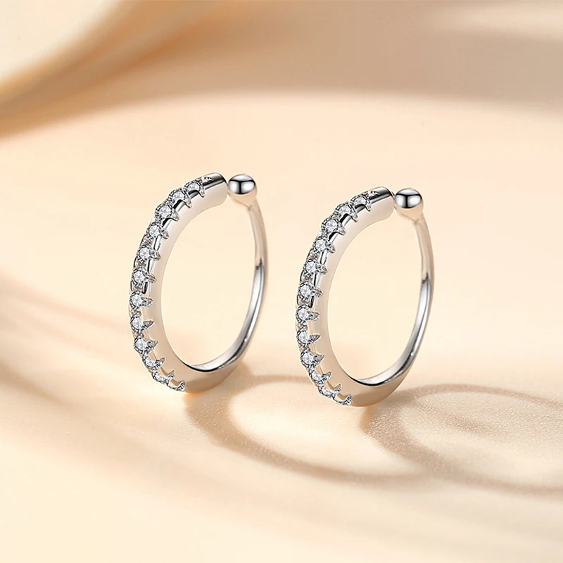 Pendientes de Clip de circonio tipo C decorados de Plata de Ley 925 a la moda, diamantes de imitación Punk Rock sin agujero, regalo de joyería para