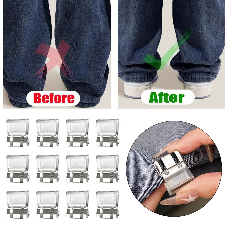 Clipes Invisíveis para Bainha de Calças, Clipes Antiderrapantes para Ajuste de Calças, Clipes Multifuncionais para Encurtar Pernas de Calças, Ajustador Oculto para Calças
