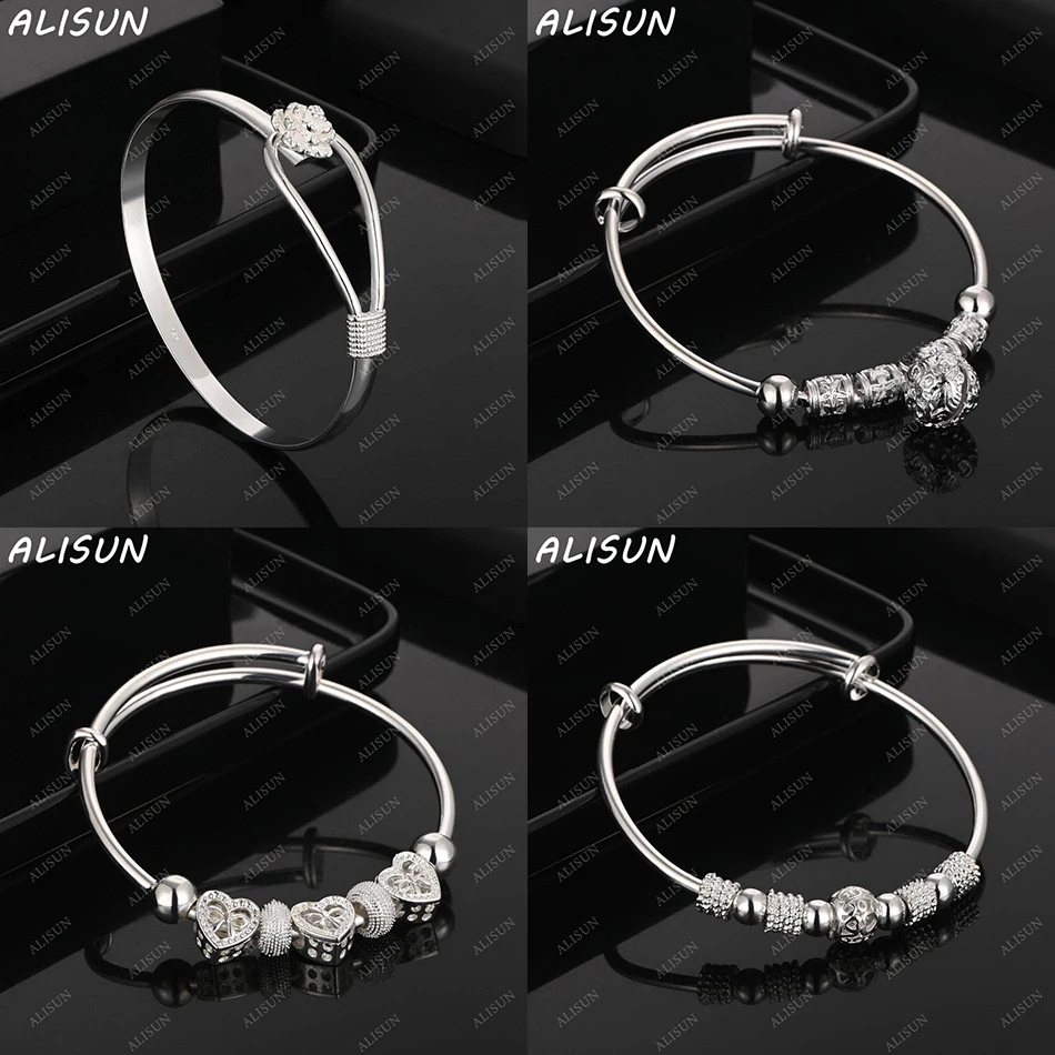 

ALISUN 925 Sterling Silver Bangle For Women Men Fashion Jewelry Charm Grace Noble Wedding Accessories