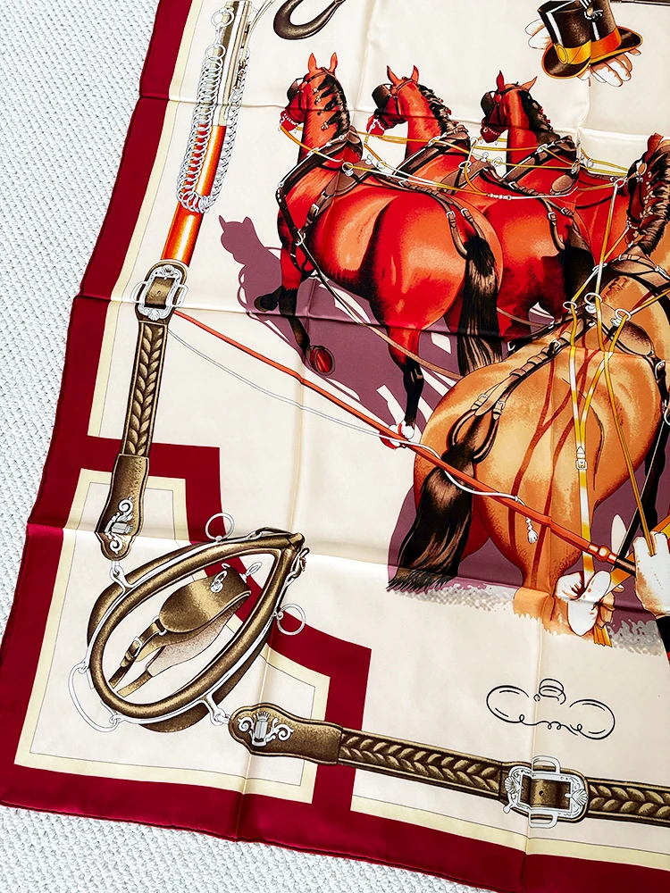 

Шелковый платок из тутового шелкопряда Horse Mulberry, роскошные квадратные шали, большие банданы для женщин, аксессуары для волос и шеи, фулярд на День святого Валентина, 135 см