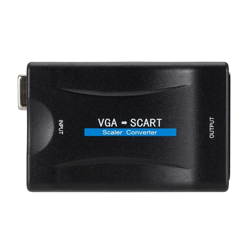 2019 VGA - SCART ビデオ オーディオ コンバーター アダプター (リモコン付き) USB DC 電源ケーブルと VGA ケーブル