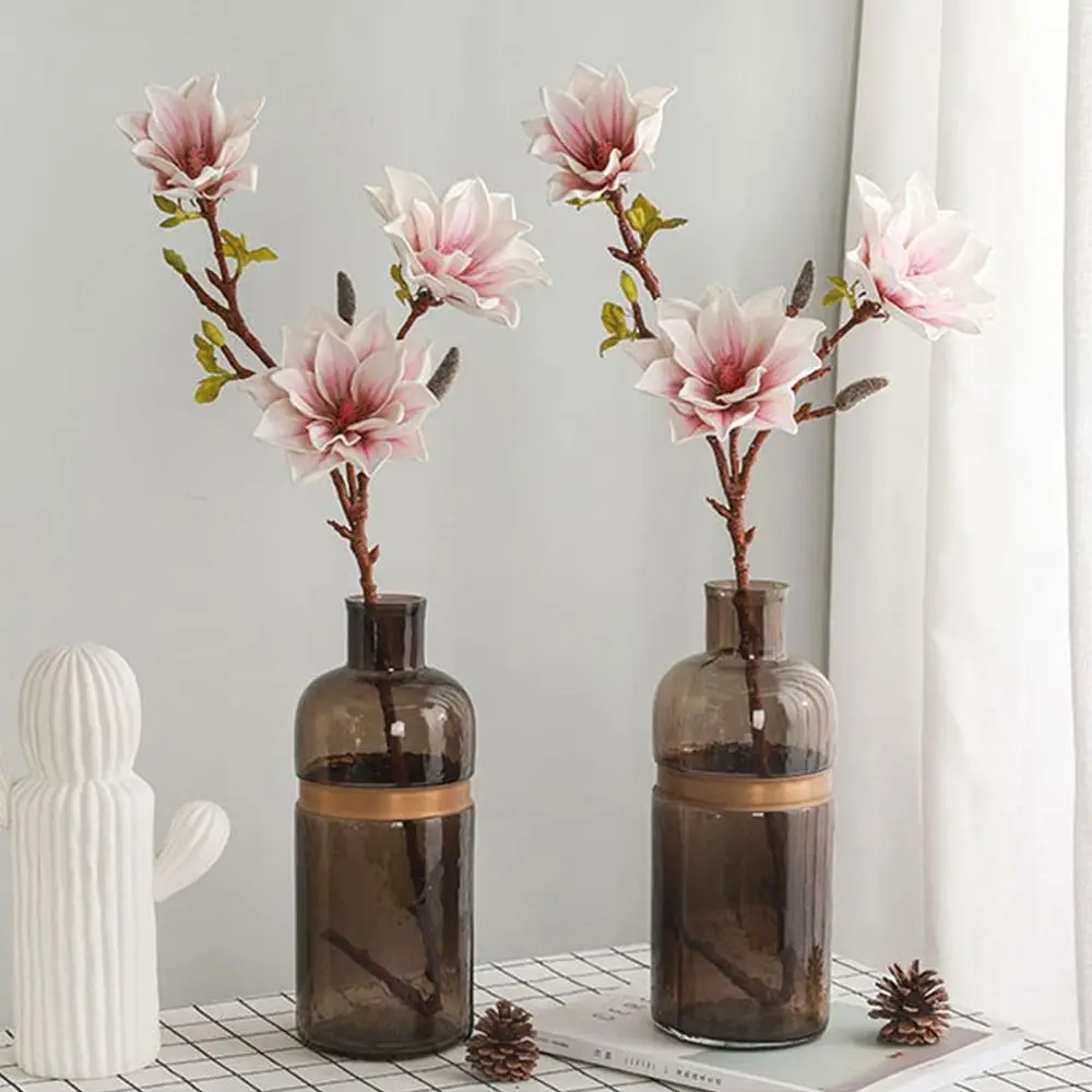 

3 Heads Artificial Magnolia Branch Real Touch Floral Art Simulation Big Magnolia Handmade Artificial Orchid Flowers