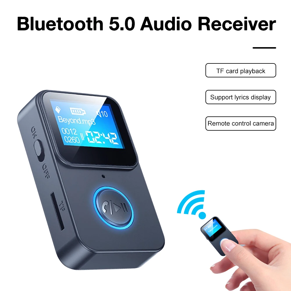 2024 New Fashion Mini MP3 Player Bluetooth 5.0 Audio Receiving Adapter with Screen Support for Remote Control Photography