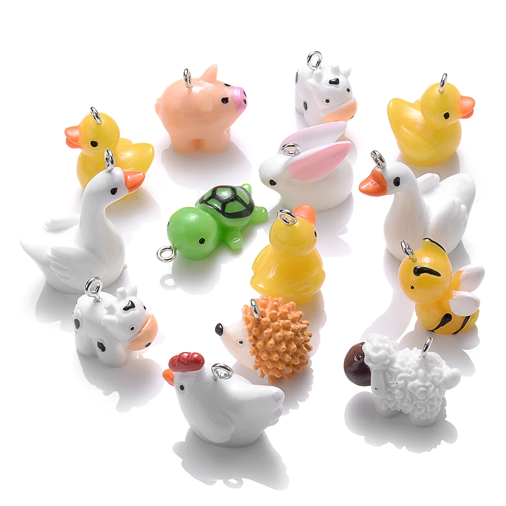 دلايات دلايات على شكل حيوانات لصنع المجوهرات ، الأغنام ، الخنزير ، البجعة ، السلاحف ، البقرة ، القنفذ ، النتائج ، الإكسسوارات ، اللطيفة ، 5 قطعة #2