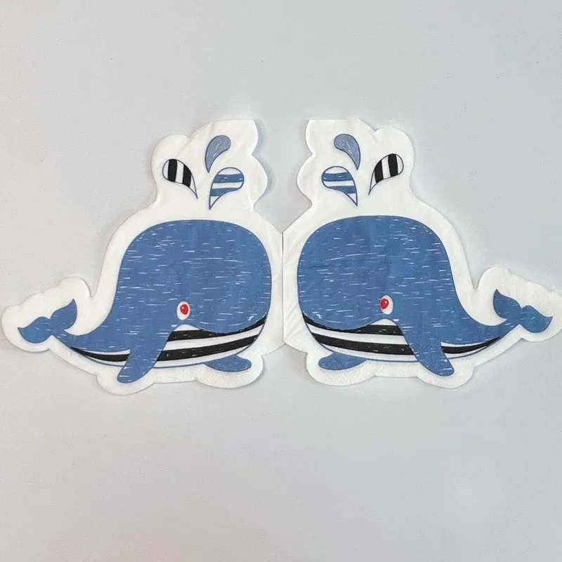 Children's Cartoon Whale Shaped Colourful Printed Napkin Decorative Paper Napkin Mouth Cloth Birthday Party Dessert Placemats