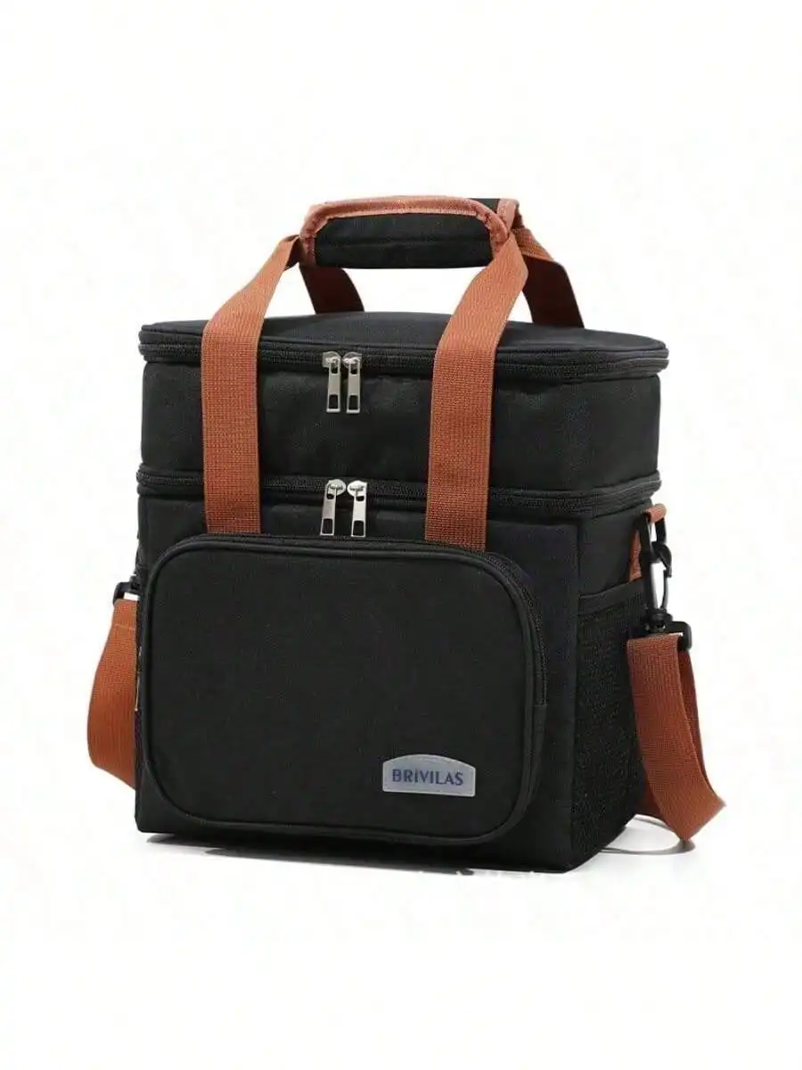 حقيبة غداء معزولة مقاومة للتسرب بطبقة مزدوجة، مقصورات مستقلة لعمال المكاتب الطلابية