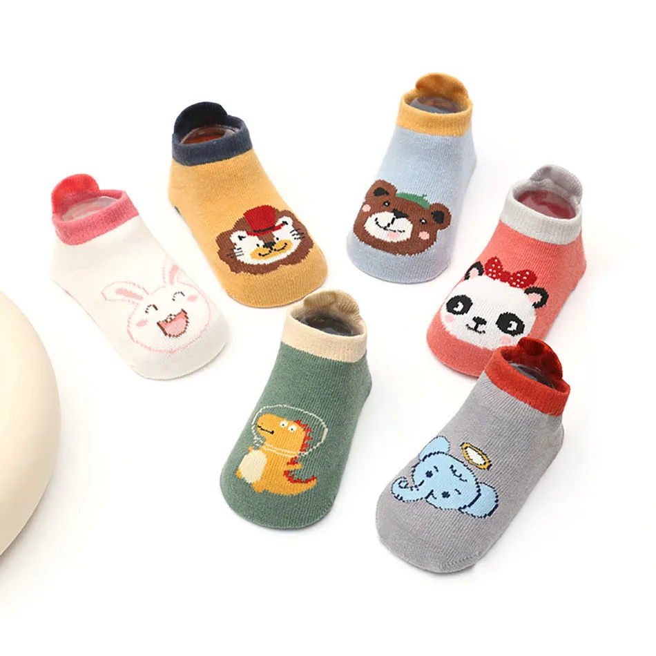 Soft and Safe Cartoon Pattern Low Cut Baby Socks with Non Slip Bottoms Perfect for Newborns and Toddlers Bounce Crawl Playtime