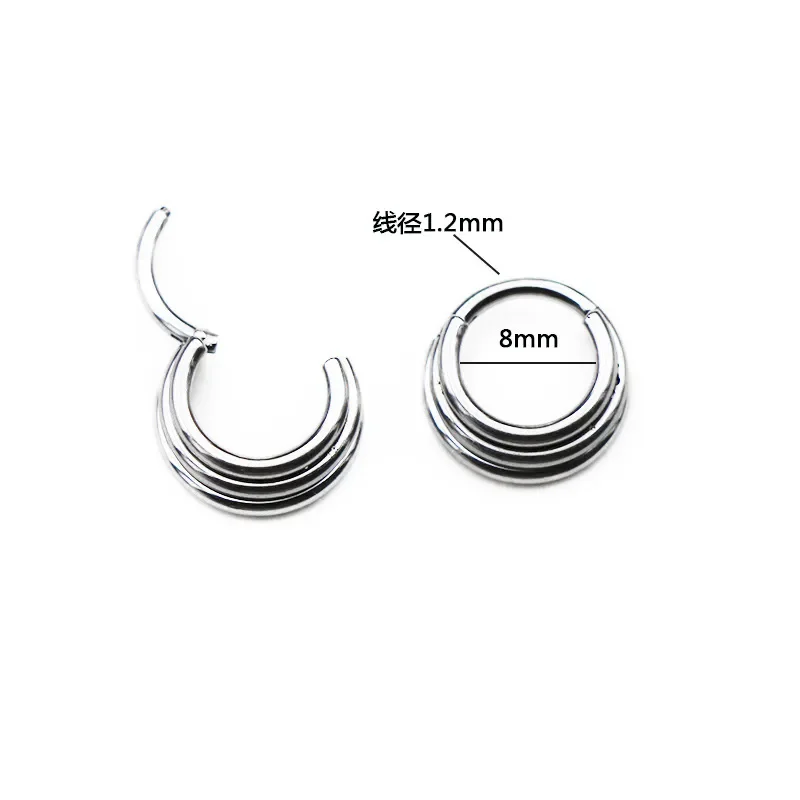 Aros quirúrgicos de acero inoxidable para mujer, Piercing corporal de 3 capas, segmento 316L, tabique nasal, Clicker, Tragus, hélice, 1 unidad