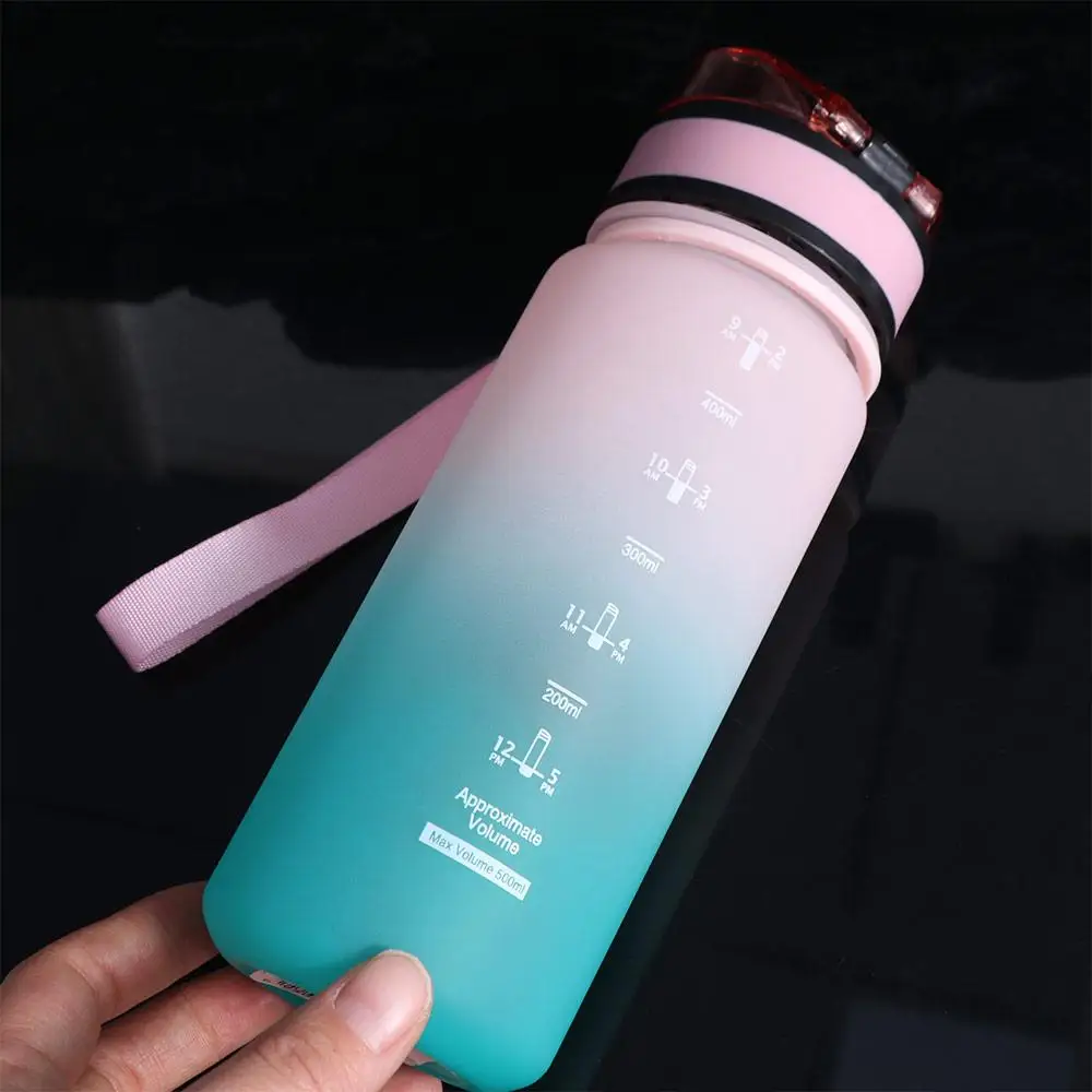 

PC 1 Liter Sports Water Bottle Gradient Color Portable Leak Proof Colorful Plastic Cup 500/800/1000ml Large Capacity
