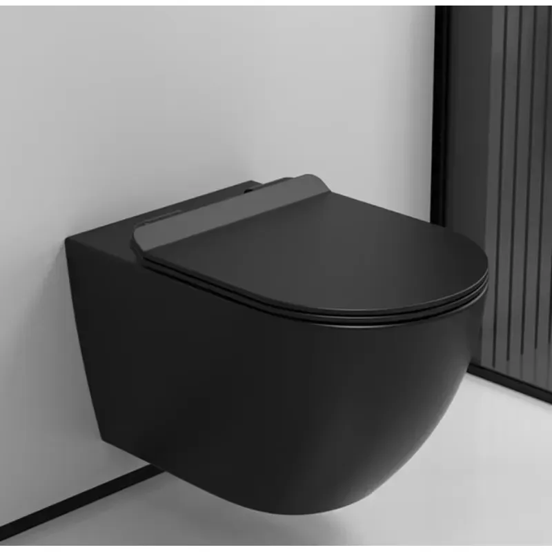 Frameless Wall Mounted Ceramic Black Toilet Set with Water Tank for Bathroom