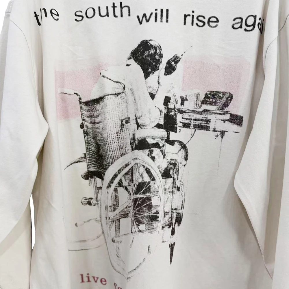 Y2k Streetwear Retro Print Graphic T Shirts Street Style Cotton Distressed Subculture Oversized Casual Clothing Full Sleeve Tees
