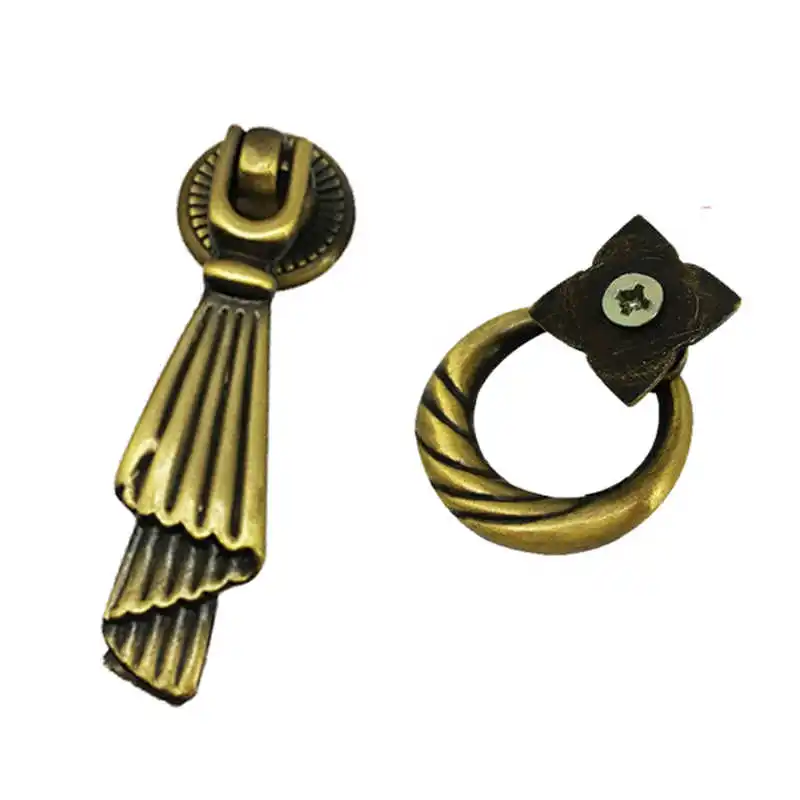 2PCS European Style Drawer Single Hole High-end Antique Bronze Hanging Ring Pendant Small Handle Furniture Hardware Accessories