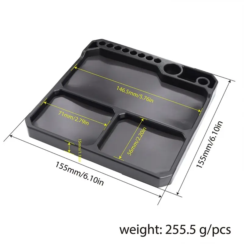BEDW-For 1/18 1/24 1/10 RC Car Boat Airplane Model Silicone Parts Tray With Tool Stand Including 3Pcs Magnetic Sheets