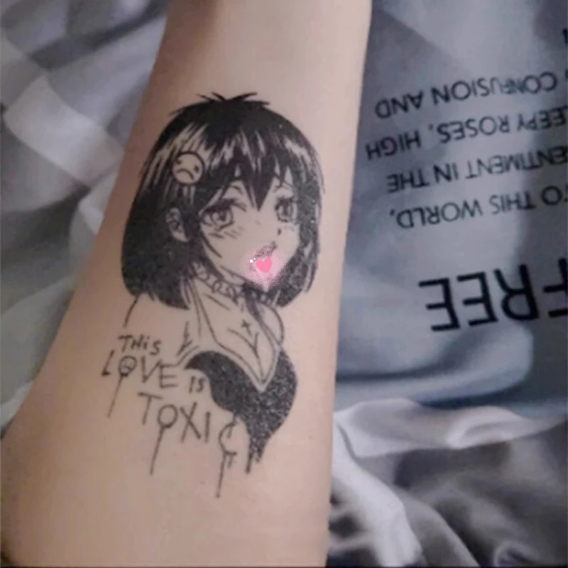 Anime Style Girl Fruit Juice Tattoo Stick Herbs Waterproof Non-Reflective Long-Lasting Two Weeks Body Art for Teens & Adults