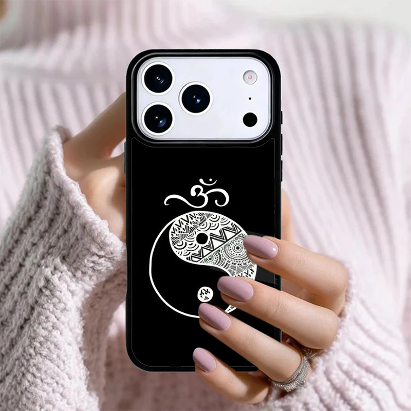 Aum om Namaste Symbol Zen Yoga pattern Phone Case for iPhone 17 air 16e 15 14 13 Pro Max 12 11 X XR XS SE2020 8 Plus Cover﻿﻿﻿﻿