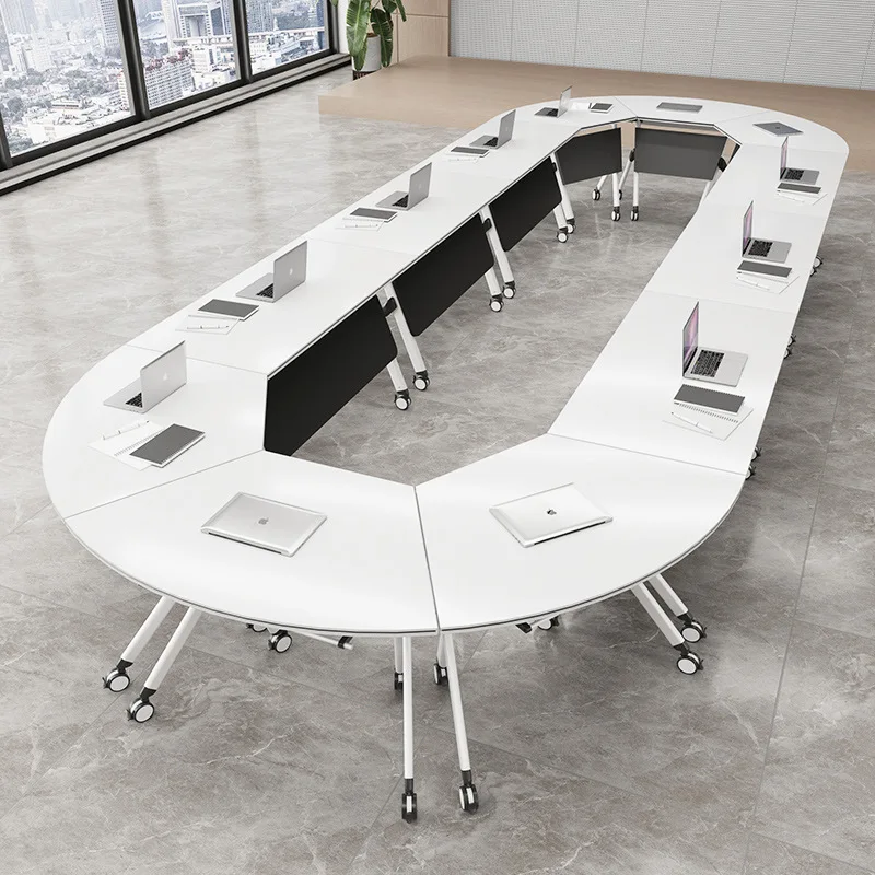 

Folding training Modern minimalist splicing conference with wheels Long strip table and chair group Multifunctional