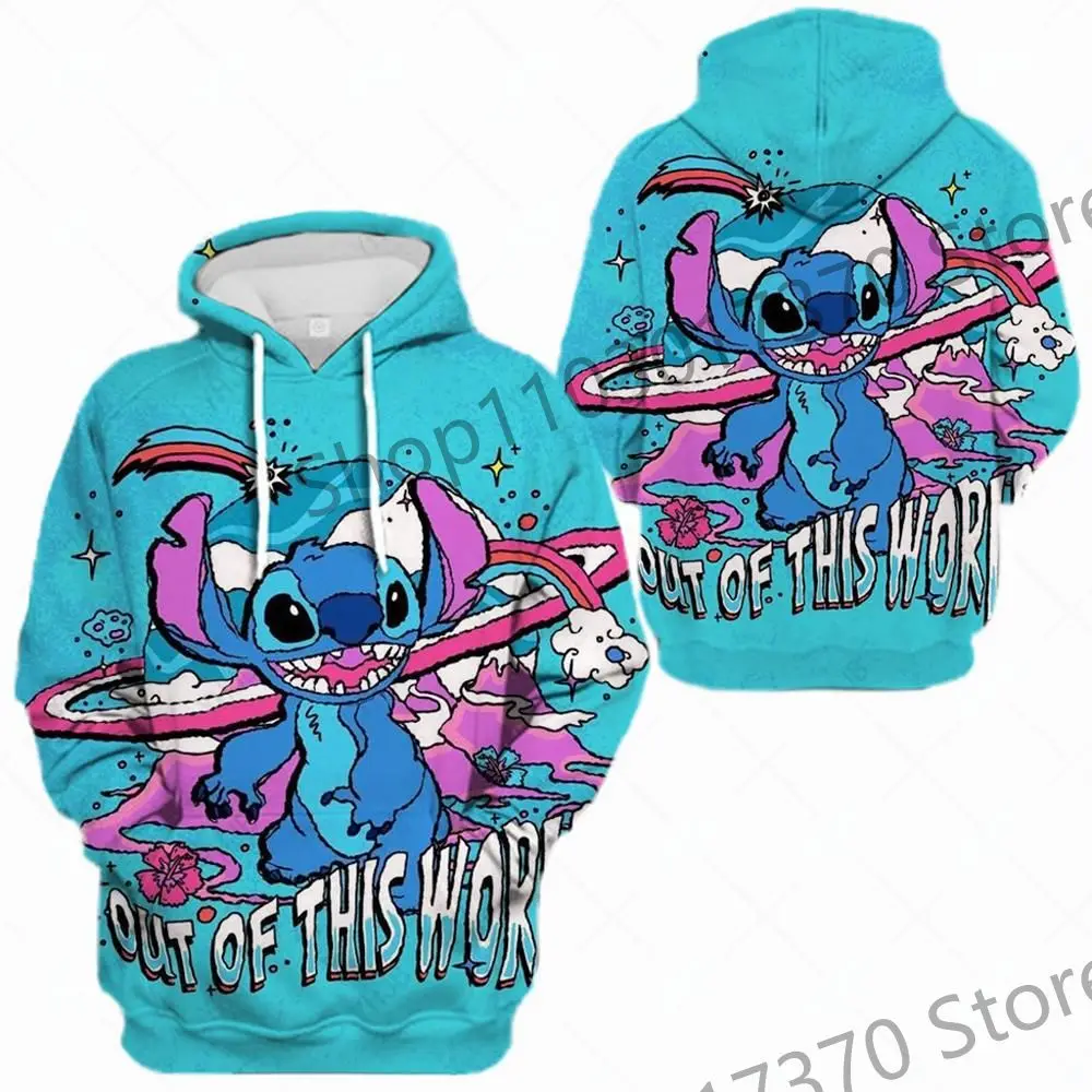 Disney\'s New Cartoon Stitch Stitch Series 3D Digital Print Loose Hoodie Hooded Sweatshirt Children\'s Clothing Onlyfans Cosplay