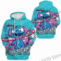 Disney's New Cartoon Stitch Stitch Series 3D Digital Print Loose Hoodie Hooded Sweatshirt Children's Clothing Onlyfans Cosplay