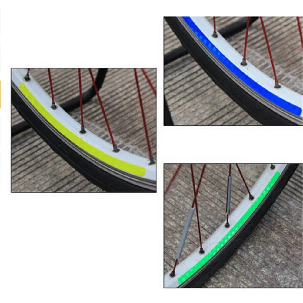 Cycling Decor Bike Wheel Sticker Reflector Sticker MTB Reflective Strip Reflector Tape Fluorescent Bicycle Sticker