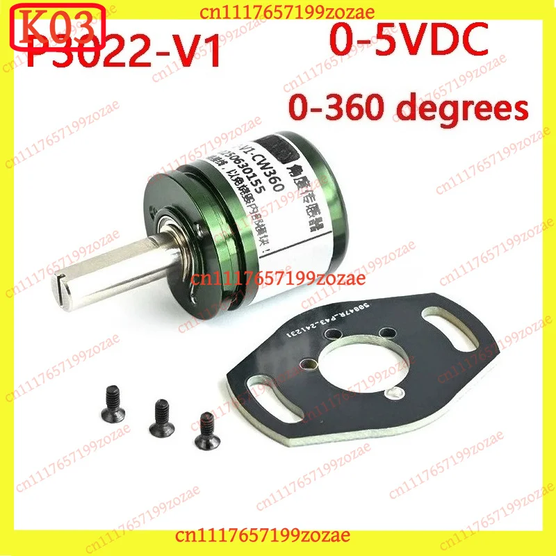 KJ02 Rotary Hall Angle Sensor P3022‑V1‑CW360 5VDC 0‑360° Full Circle Magnetic 0‑5V Output Industrial Replacement Accessories