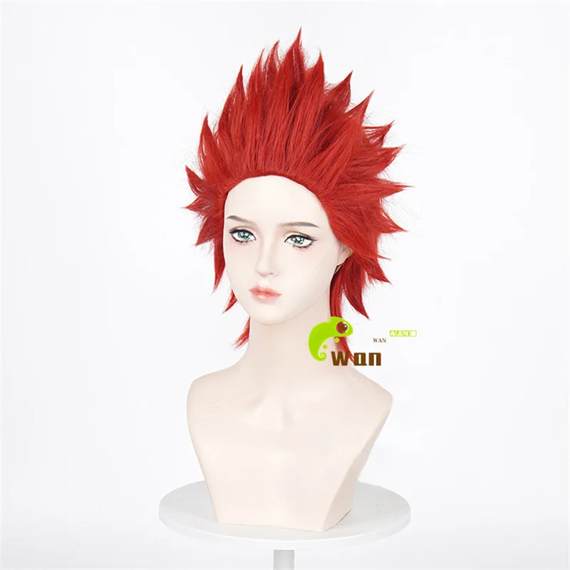 Anime Kirishima Eijiro Cosplay Perruque Rouge, Perruques Courtes, Degré de Chaleur, Cheveux Synthétiques, Bonnet de Perruque Gratuit, 25cm