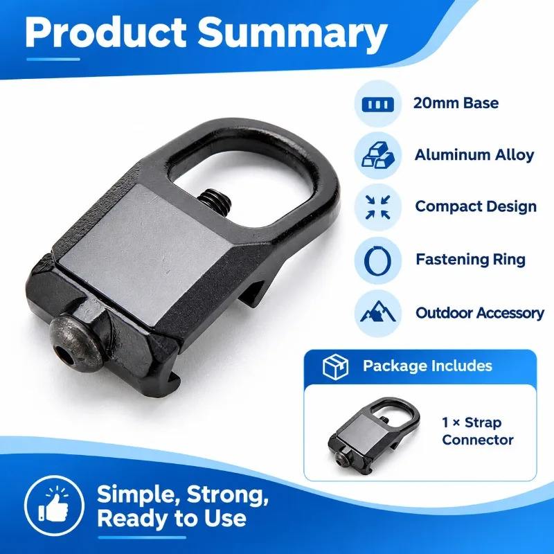 20mm Aluminum Alloy Buckle Fastening Ring Outdoor Webbing Strap Connector for DIY Webbing Project