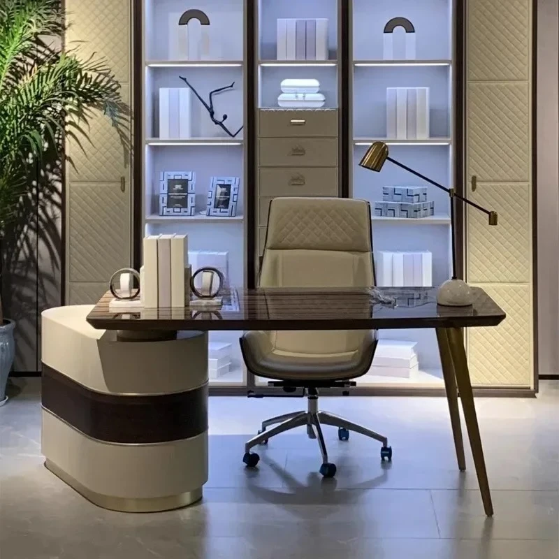 56Modern minimalist study solid wood corner office computer desk household high-end desk and chair