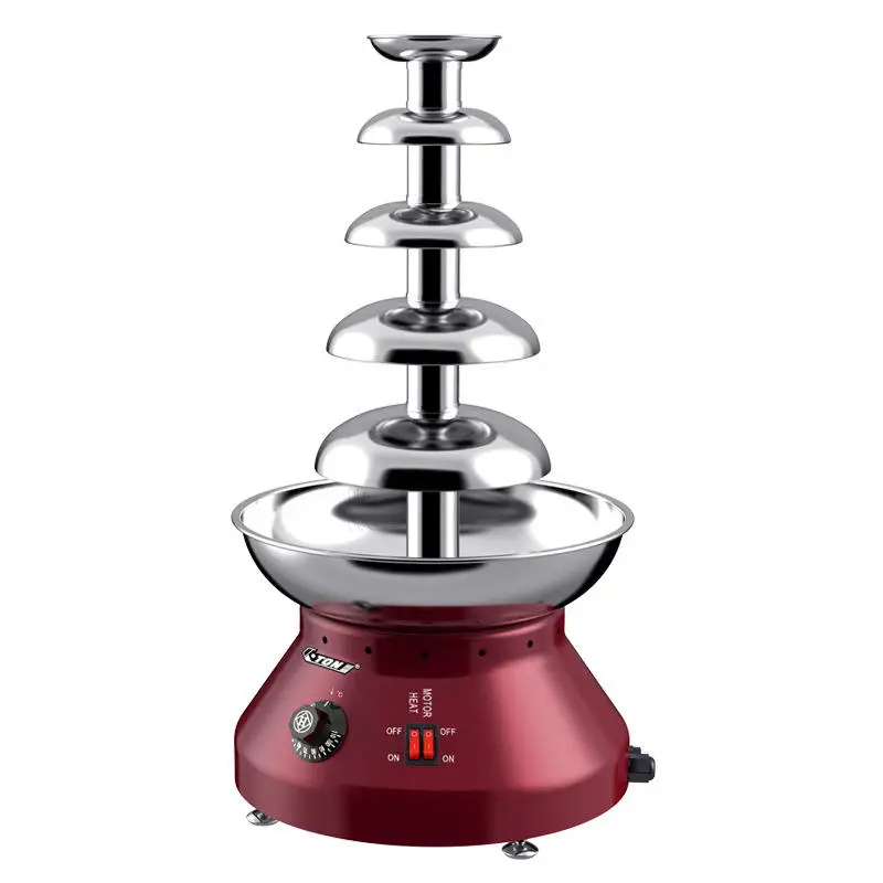 Commercial Stainless Steel Electric 5-Tier Tabletop Hot Chocolate Waterfall Fountain Machine With 1 Year Warranty