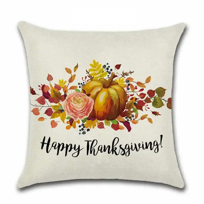 Thanksgiving Day Pillow Covers Pumpkin Truck Harvest Rustic Art Decor Cushion Cover Sofa Home Fall Autumn Farm 45*45 cm Printed