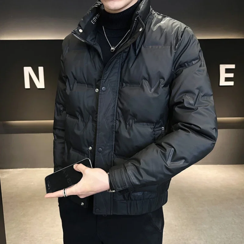 Luxury Winter Down Jackets Men Jacket Warm Canada Short Down Coat Long Sleeve Tops Stand-up Collar Windproof Outerwear Solid