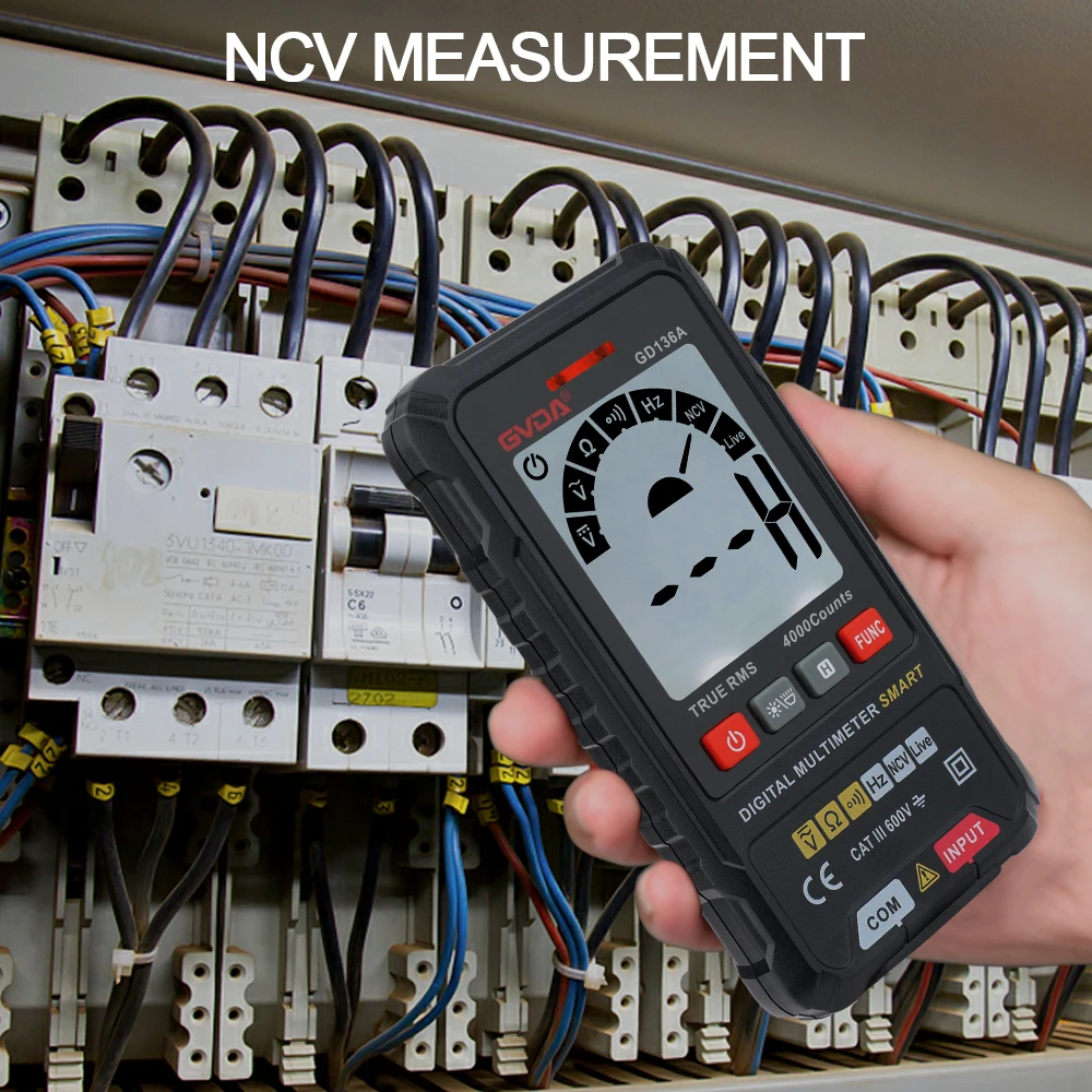 Cyfrowy multimetr GVDA z automatycznym zakresem NCV DC Tester napięcia AC woltomierz inteligentny wielometrowy DMM Multitester True RMS multimetr