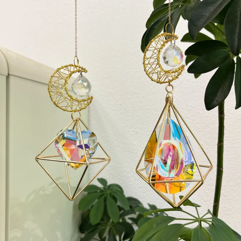 Window Side Bedroom Home Decoration Pendant New Moon Love Longan Air Frame Crystal Sun Catcher  Room Decor