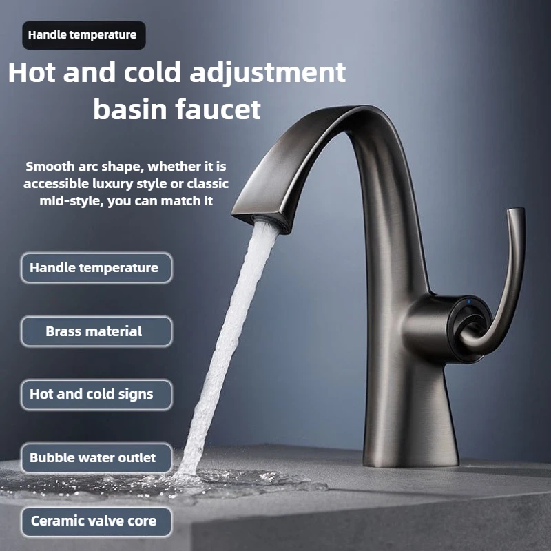 

Серый смеситель для раковины Torneiras, смеситель для раковины в ванной комнате, смеситель с отверстием и одной ручкой, смеситель для раковины, смеситель для горячей и холодной воды, кран