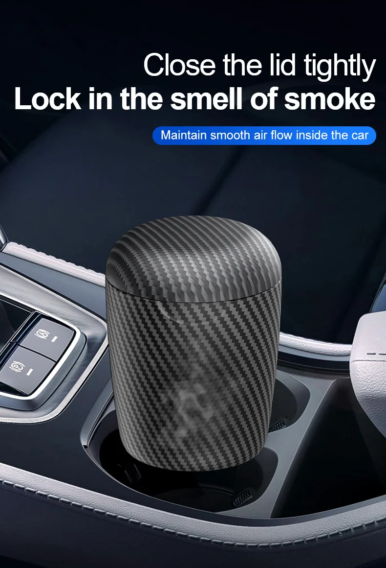 Auto-Aschenbecher, Universeller Ein-Klick-Deckel, Personalisiertes LED-Ambientelicht, Aschenbecher, Auto-Rauchverhinderungs- und Löschbox – Detail 5