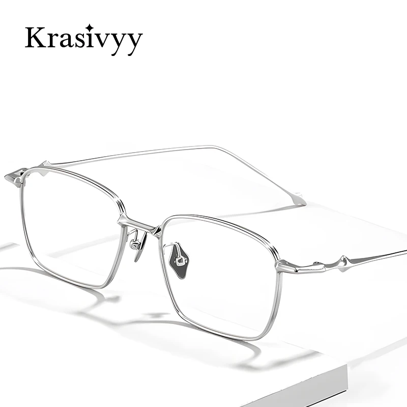 Krasivyy Luxury Brand Eyeglass Frame Men Vintage Pure Titanium Square Glasses Frame Male High Quality Korean Optical Eyewear ABA