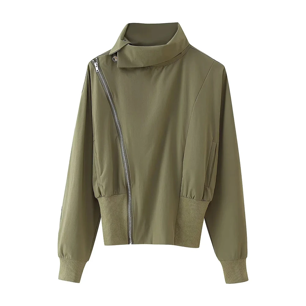 

Европейская и американская модная куртка с воротником-стойкой и плиссированными свободными брюками с высокой талией для женщин