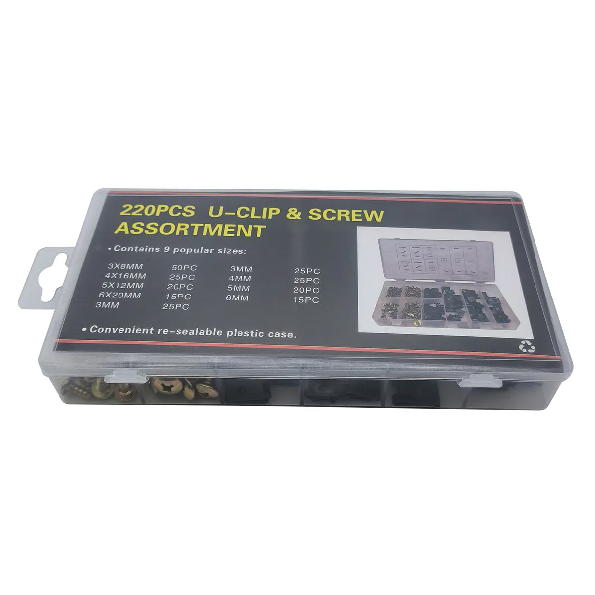 For Construction Repair And Mounting U Type Clamp Screw Assortment 220 Pcs Hardware Fastener Set