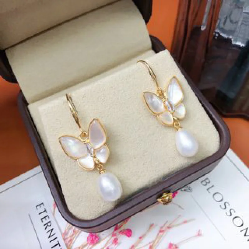 Ear Hooks Mother-of-Pearl Butterfly Classic Versatile Timeless Multiple Colors Available Niche Design Earrings