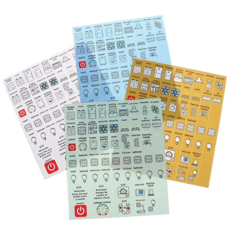 High Quality 2/5Sheets Self-adhesive Waterproof English Version Electric Box Electric Circuit Breaker Panel Label Decorative