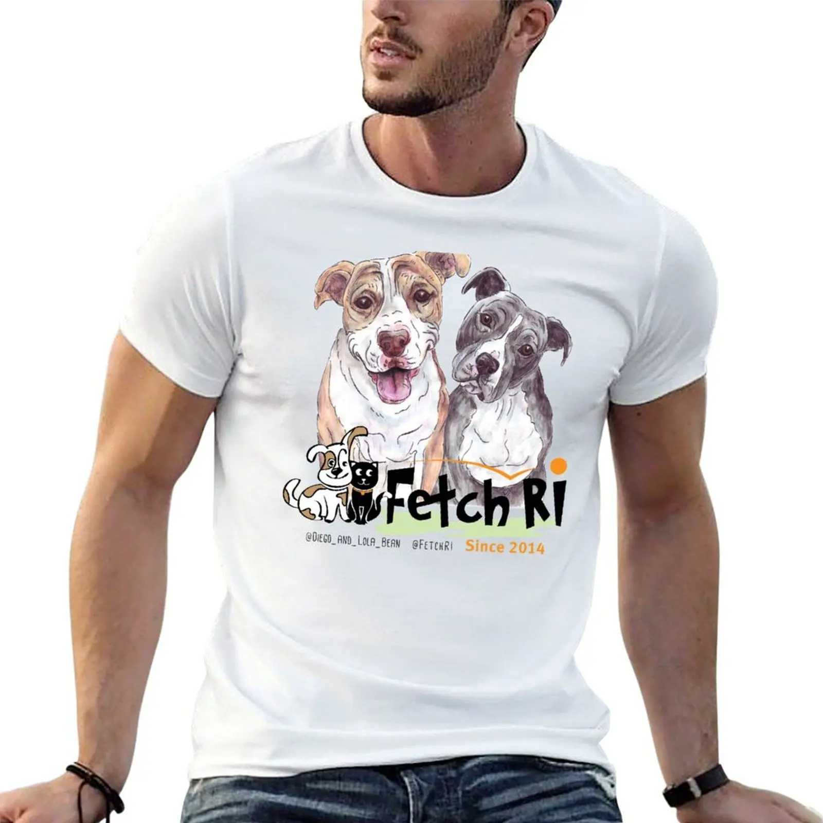 FETCH RI with Diego + Lola Bean @fetchri T-Shirt t shirt man plain funny t shirts cotton t shirts cotton 100% T-shirt